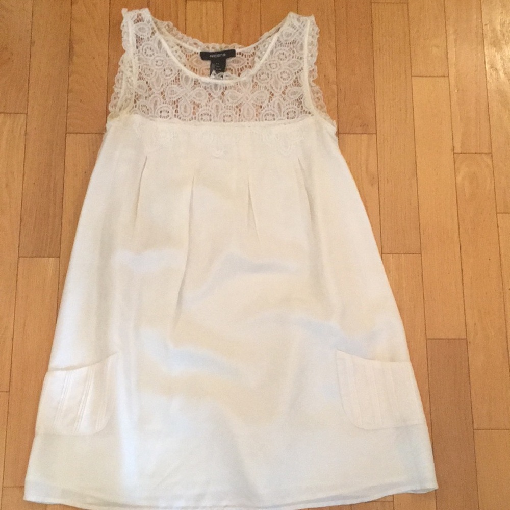 White silk baby doll dress
